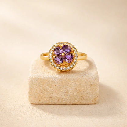 Bague anti-stress acier inoxydable violet diamant 