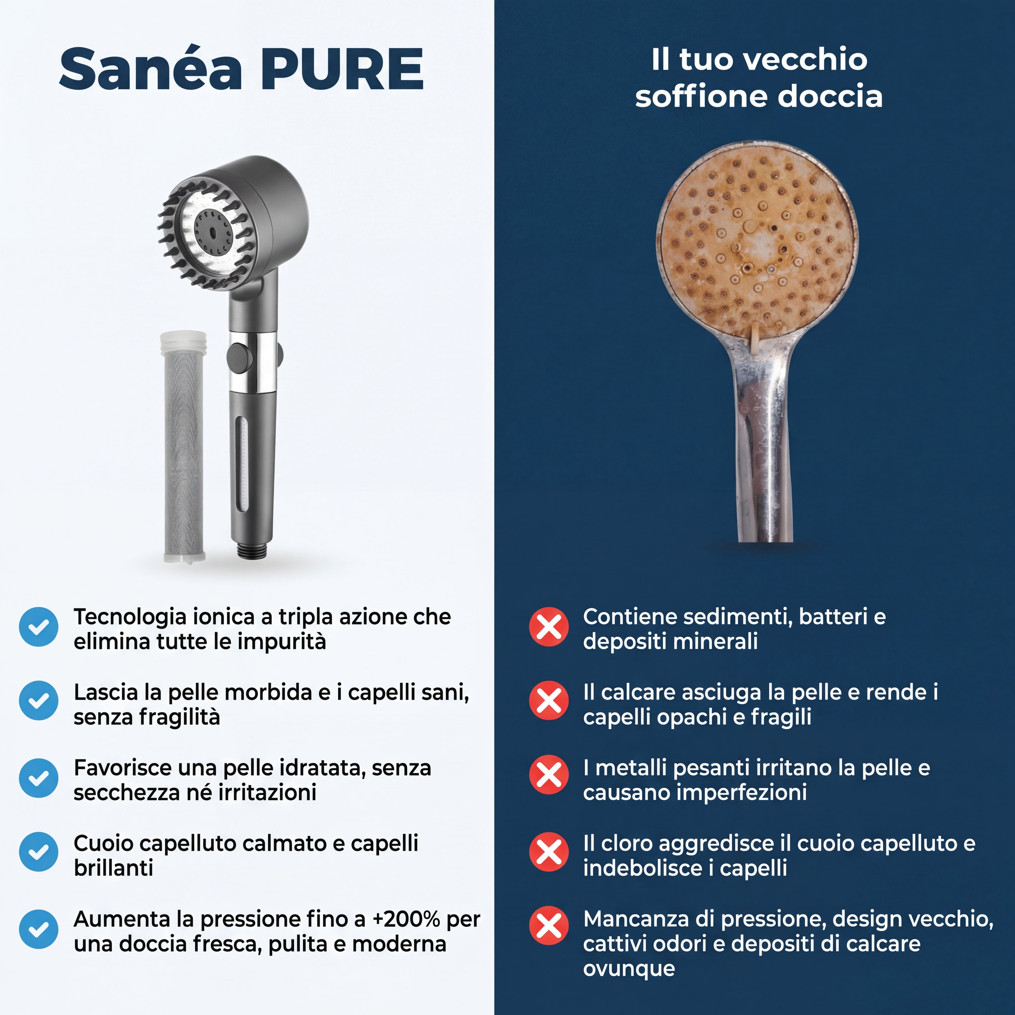 Soffione Doccia Filtrante a 3 Fasi