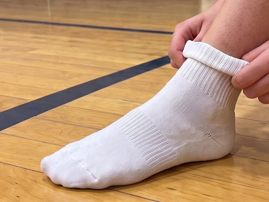 Step 2: pulling a sock over the sleeve