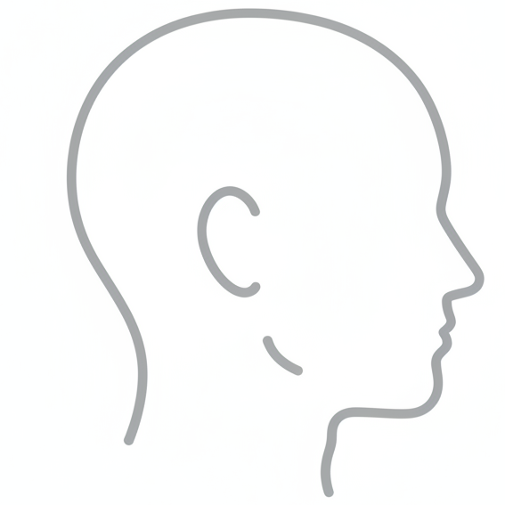 pictogramme de tête rasée vue de profil #E5E7EB